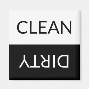 Clean Dirty, ON OFF Dishwasher Laundry black white Magnet