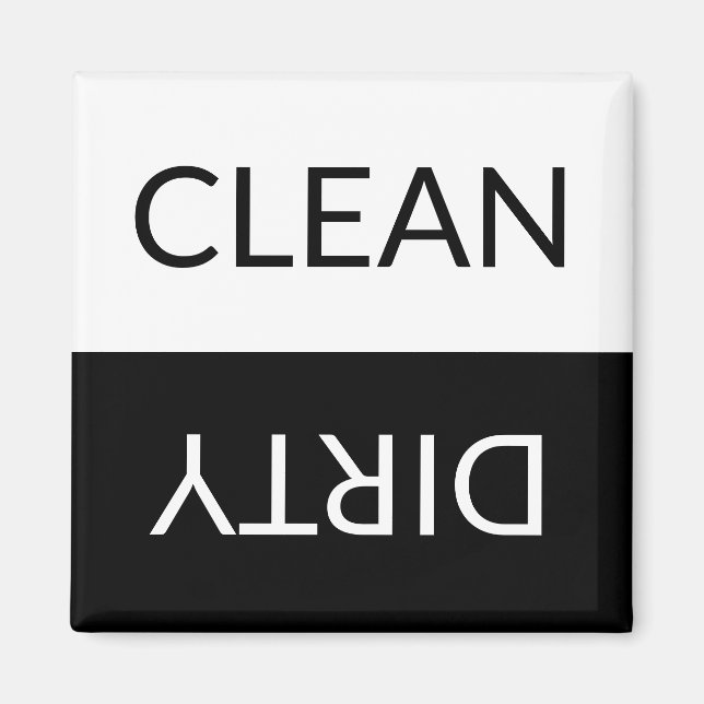 Clean Dirty, ON OFF Dishwasher Laundry black white Magnet (Front)