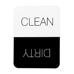 Clean Dirty, ON OFF Dishwasher Laundry black white Magnet