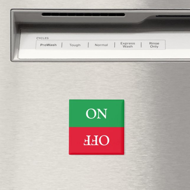 Clean Dirty, ON OFF, Dishwasher Laundry green red Magnet (In Situ (Dishwasher))
