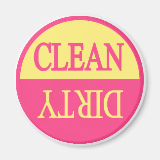 Clean dirty Pink and beige round dishwasher magnet