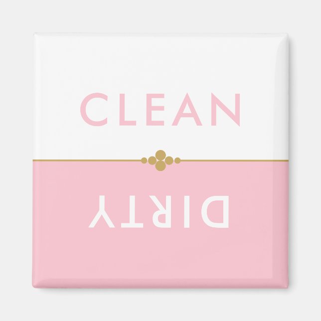 Clean Dirty Pink And White Dishwasher Magnet (Front)
