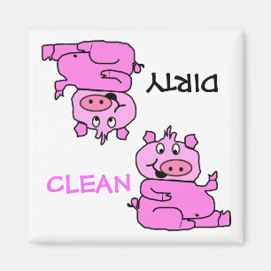 "CLEAN / DIRTY" Pink Pig Dishwasher Magnet