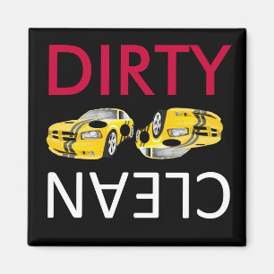 Clean-Dirty race car Dishwasher Magnets