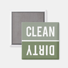 Clean Dirty Sage Olive Green Dishwasher Magnet