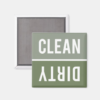 Clean Dirty Sage Olive Green Dishwasher Magnet