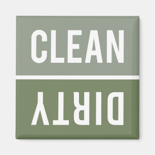Clean Dirty Sage Olive Green Dishwasher Magnet