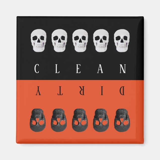 Clean Dirty Skull Orange Black Simple Dishwasher Magnet (Front)