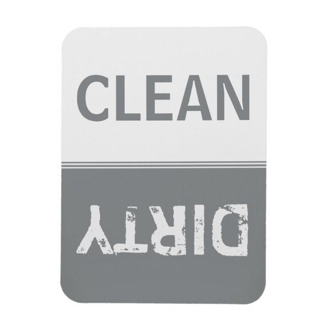 Clean Dirty Sleek Silver Dishwasher Magnet (Vertical)