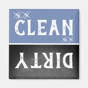 Clean Dirty Sparkle Chalkboard Blue Dishwasher Magnet