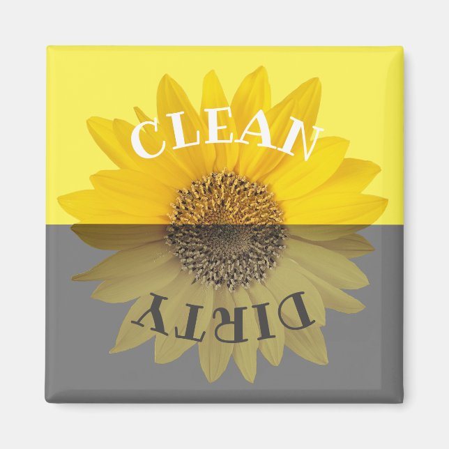 Clean Dirty Sunflower Dishwasher Magnet (Front)