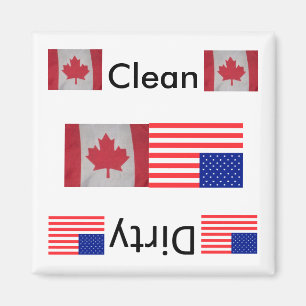 Clean dirty USA Canada flag Dishwasher Magnets