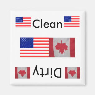 Clean dirty USA Canada flag Dishwasher Magnets