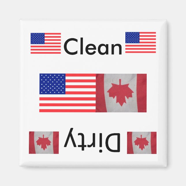 Clean dirty USA Canada flag Dishwasher Magnets (Front)