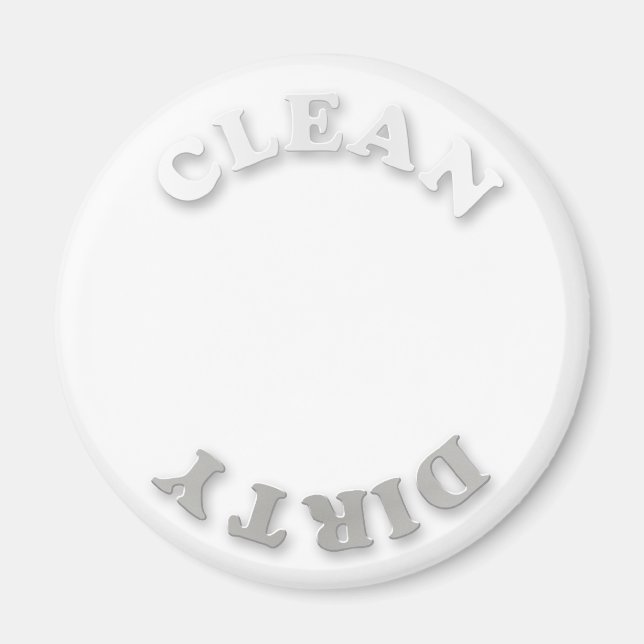 Clean/Dirty White and Grey Dishwasher Magnet (Front)