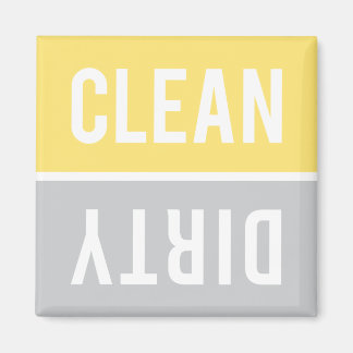 Clean Dirty Yellow and Grey Dishwasher Magnet