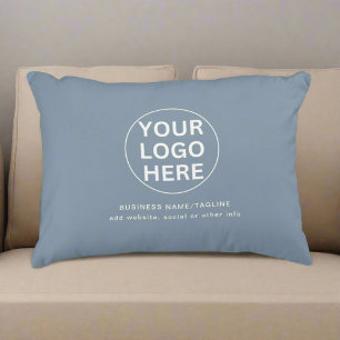 Clean Dusty Blue l Business Logo Promotional Decorative Cushion