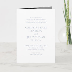 Clean Dusty Blue QR Code Elegant Wedding Invitation