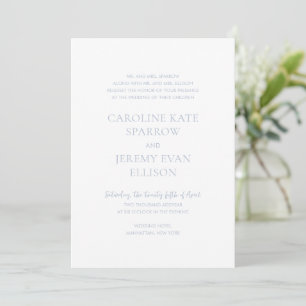 Clean Dusty Blue QR Code Elegant Wedding Invitation