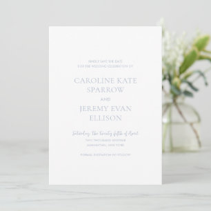 Clean Dusty Blue QR Code Photo Elegant Wedding Save The Date