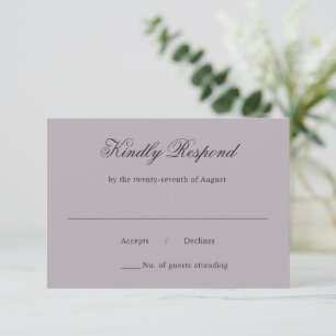 Clean Dusty Lilac Classic Wedding RSVP Card