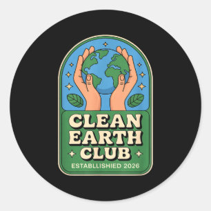 Clean earth club - eco kids environmental badge classic round sticker