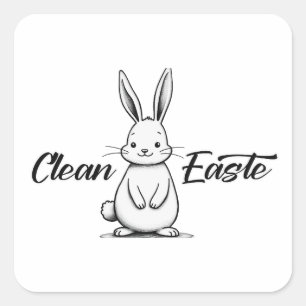 Clean Easter – Minimal Bunny Design - Autocolante Square Sticker
