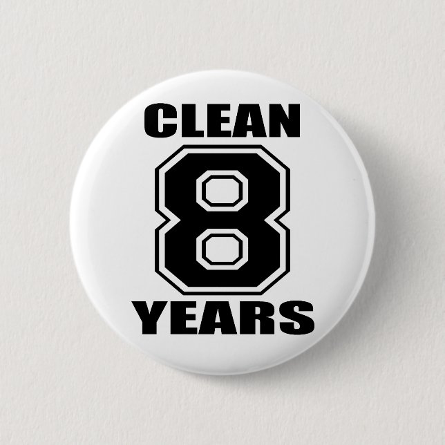 clean eight years black 6 cm round badge (Front)