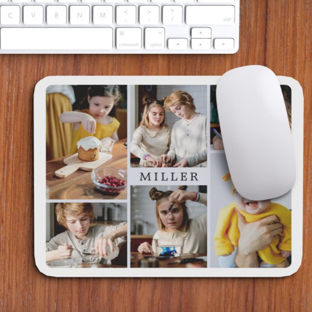 Clean Elegant Family 6 Photo Collage Mouse Mat (Creator Uploaded)