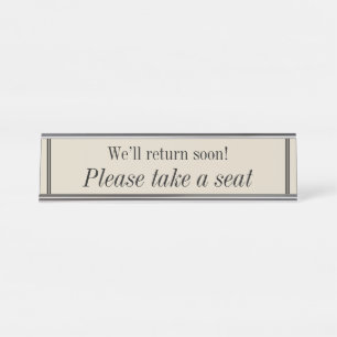 Clean, Elegant "Please take a seat" Desk Name Plate