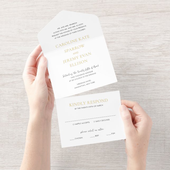 Clean Elegant Wedding All In One Invitation (Tearaway)