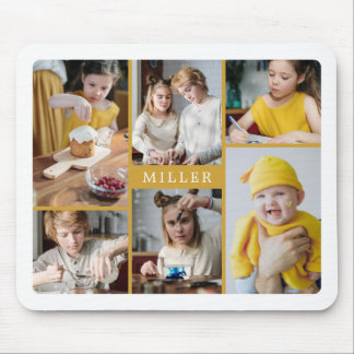 Clean Elegant Yellow Family 6 Photo Collage Mouse Mat