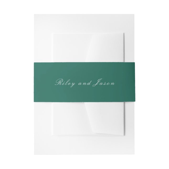 Clean Emerald Green Elegant Wedding Invitation Belly Band (Front Example)