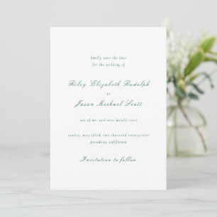 Clean Emerald Green Elegant Wedding Save The Date