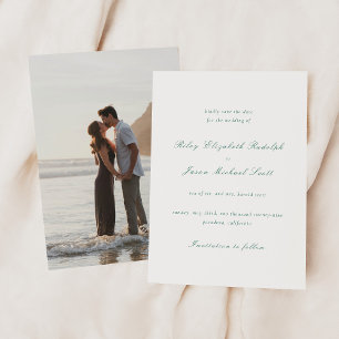 Clean Emerald Green Elegant Wedding Save The Date