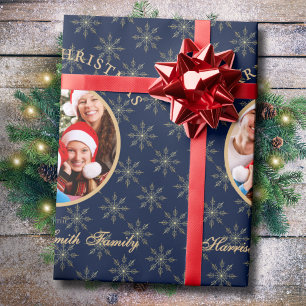 Clean Forest Midnight Blue Snowflakes Christmas Wrapping Paper