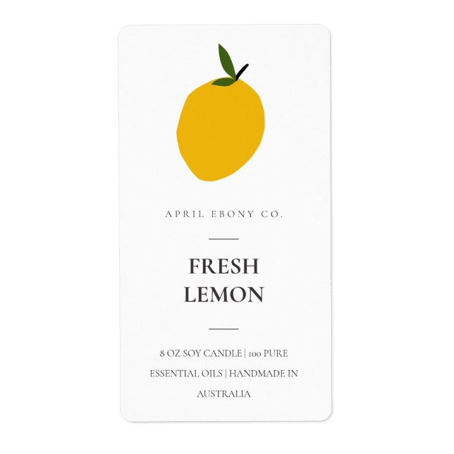 CLEAN FRESH FRUITY LEMON YELLOW GREEN CANDLE LABEL (Front)
