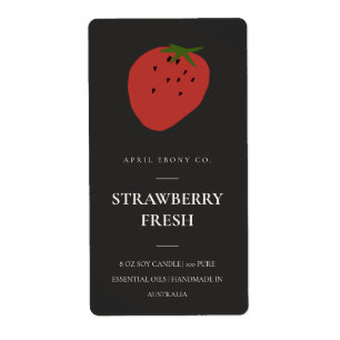 CLEAN FRESH FRUITY STRAWBERRY BLACK CANDLE LABEL