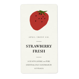 CLEAN FRESH FRUITY STRAWBERRY RED CANDLE LABEL