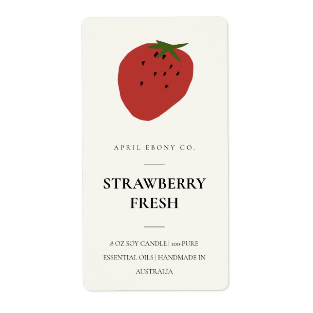 CLEAN FRESH FRUITY STRAWBERRY RED CANDLE LABEL (Front)