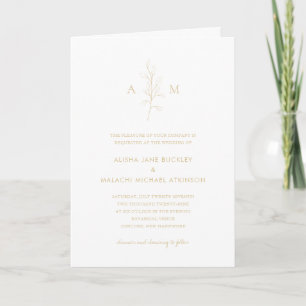 Clean Gold Botanical Photo Elegant Wedding Invitation