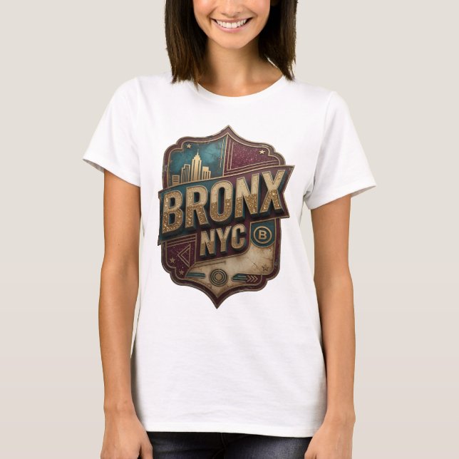 Clean Gold BRONX NYC Slogan Tee (Front)
