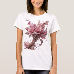 Clean Gold FLOWERS WITH DIAMONDS AND RHINESTONES T-Shirt