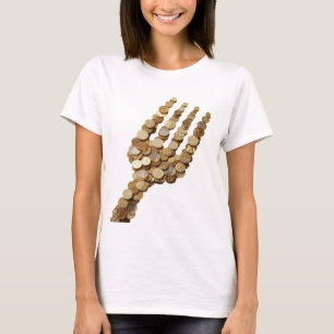 Clean Gold HAND OF MONEY Artistic Motif T-Shirt