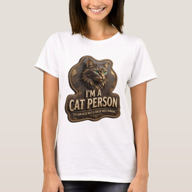 Clean Gold I'M A CAT PERSON Statement Design T-Shirt (Front)