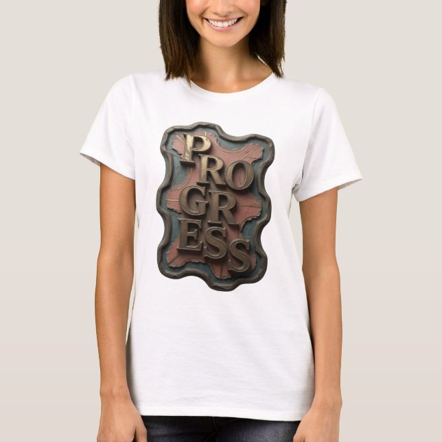 Clean Gold PROGRESS Statement Design T-Shirt (Front)