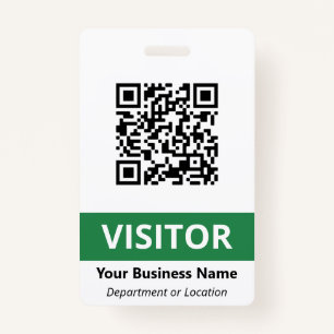 Clean Green White Visitor Your QR Code ID Badge