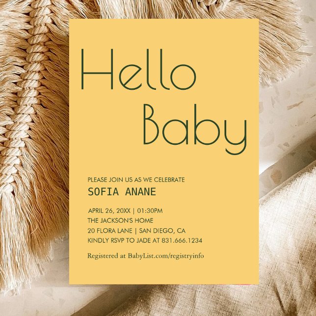 Clean Green & Yellow Gender Neutral Baby Shower Invitation (Creator Uploaded)