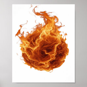 Clean Grey FIRE BALL Design Poster