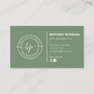 Clean Grey Green Trendy Modern Professional Business Card